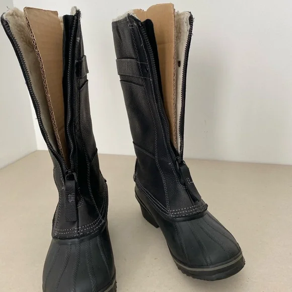 Sorel Winter Fancy Tall II Black Leather Boots - Picture 6 of 8